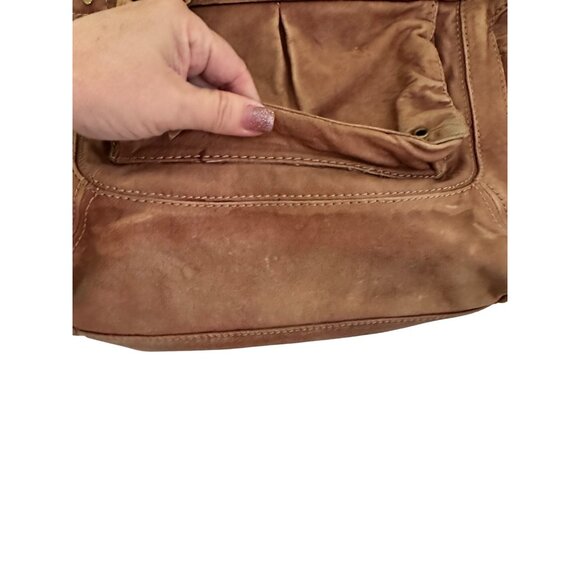 Vintage Fossil Large Brown Leather Shoulder Bag Multiple Pockets & Key Charm Y2k - Picture 3 of 12